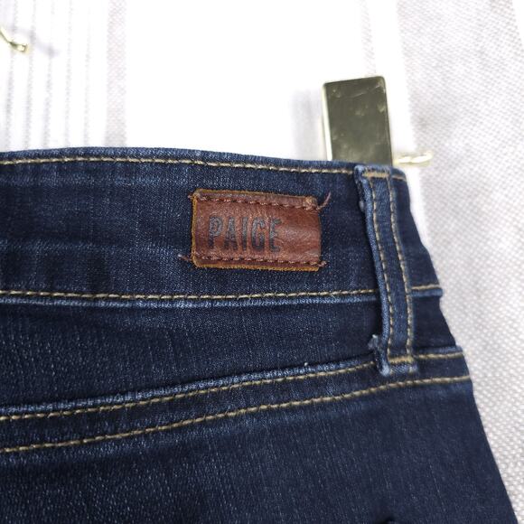 Paige Denim Shorts Womens 25 Dark Wash Kayla Bermuda Rolled Raw Hem Stretch Jean - Picture 14 of 14